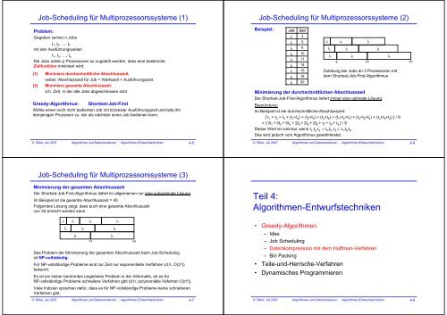 Teil 4: Algorithmen-Entwurfstechniken Idee der Greedy-Algorithmen ...