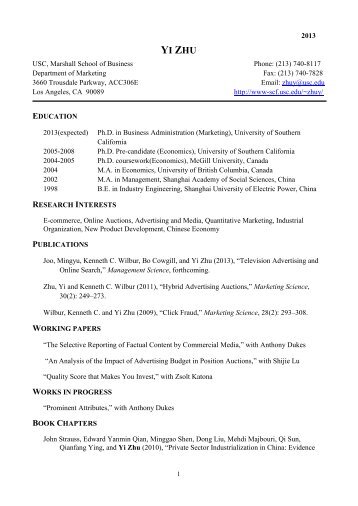 Curriculum Vitae - University of Southern California