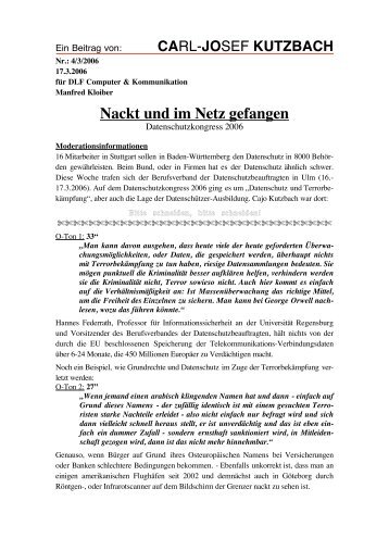 Nackt und im Netz gefangen DLF - Universität Regensburg