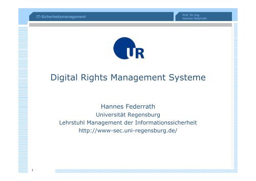 DRM - Management der Informationssicherheit - Universität ...