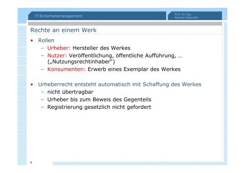 DRM - Management der Informationssicherheit - Universität ...