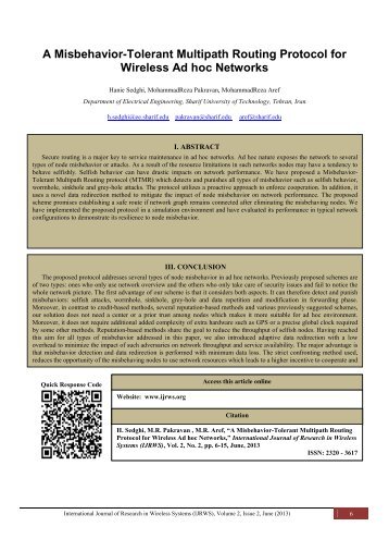 A Misbehavior-Tolerant Multipath Routing Protocol for Wireless Ad ...