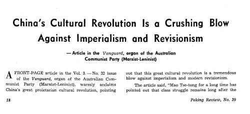 China's Cultural Revolution Is a Crushing Blow Against Imperialism ...