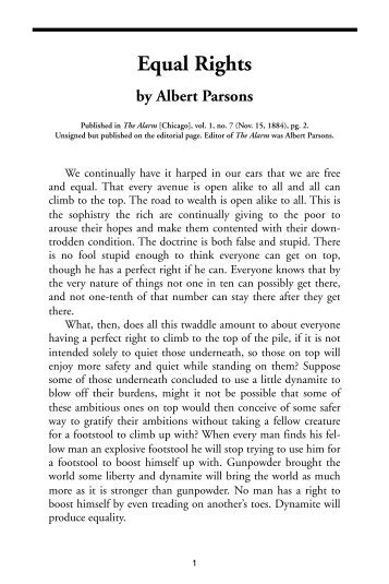 "Equal Rights," by Albert Parsons