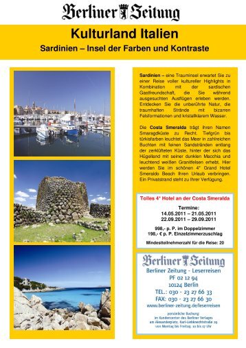 Flyer Sardinien BZ - Leserreisen