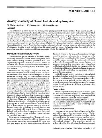 SCIENTIFIC ARTICLE Anxiolytic activity of chloral hydrate and ...
