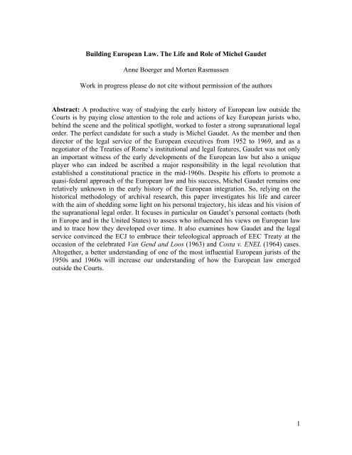 1 Building European Law The Life And Role Of Michel Gaudet Anne