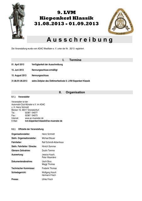 KK Ausschreibung - Automobil-Club Münster e.V im ADAC