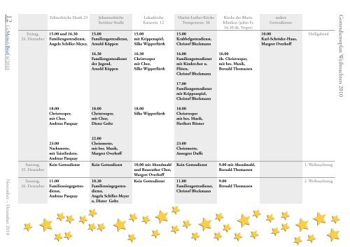 November – Dezember 2010 - Evangelische Kirchengemeinde ...