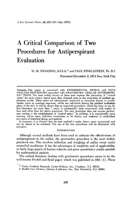 A Critical Comparison of Two Procedures for Antiperspirant Evaluation