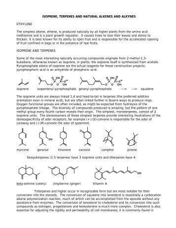 ISOPRENE, TERPENES AND NATURAL ALKENES AND ALKYNES ...