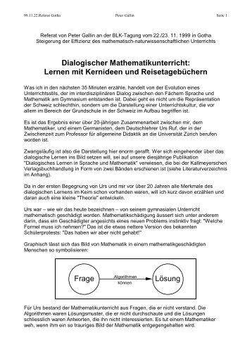 P. Gallin, U. Ruf, Dialogischer Mathematikunterricht ... - SINUS transfer