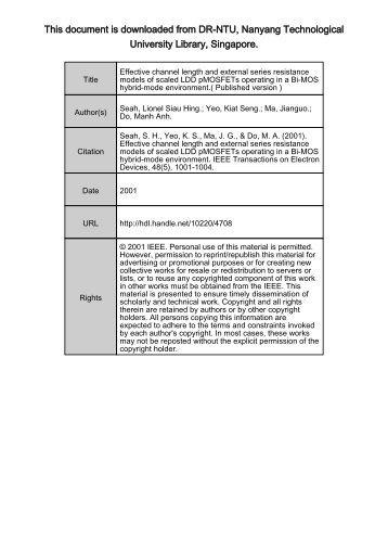 annel Length and External Series Resistance Models of Scaled LDD ...