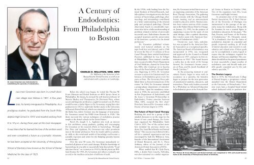 A Century Of Endodontics: From Philadelphia To Boston - The ...