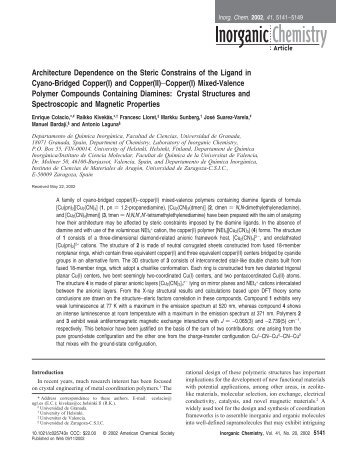 Architecture Dependence on the Steric Constrains of the Ligand in ...