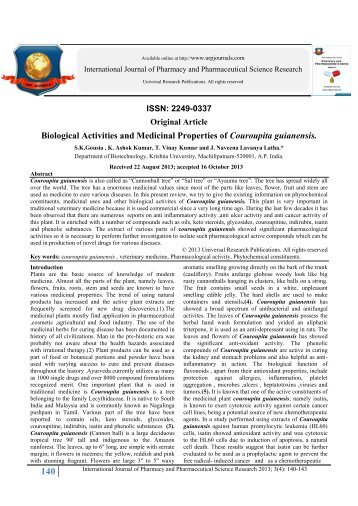 Biological Activities and Medicinal Properties of ... - URP Journals