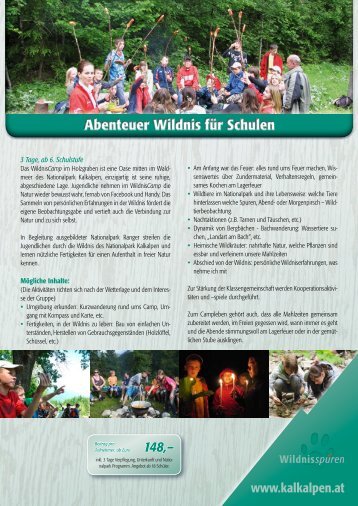 Angebot für Schulgruppen im WildnisCamp - Nationalpark Kalkalpen