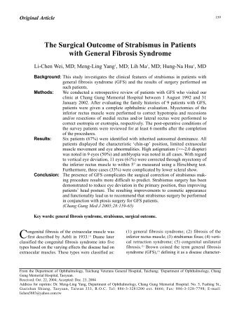 The Surgical Outcome of Strabismus in Patients with General ...