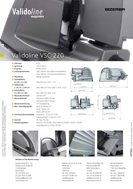 Validoline VSC 220 PDF Download - Bizerba