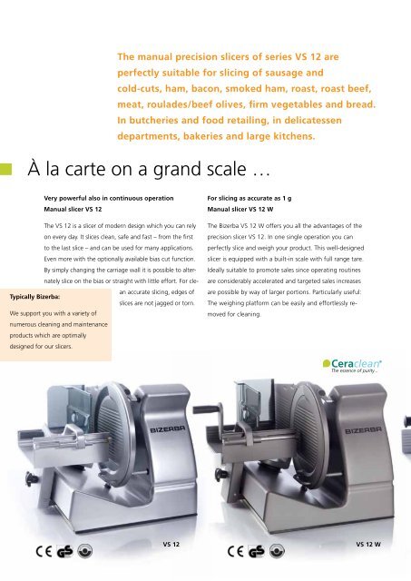 Bizerba slicer brochure as PDF download