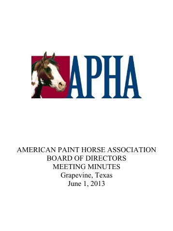 AMERICAN PAINT HORSE ASSOCIATION BOARD OF ... - Press