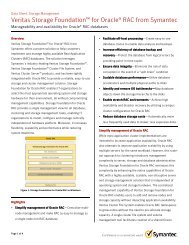 Veritas Storage Foundation™ for Oracle® RAC from Symantec