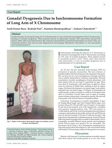 Gonadal Dysgenesis Due to Isochromosome Formation of Long Arm ...