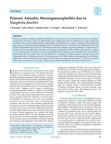 Primary Amoebic Meningoencephalitis due to Naegleria fowleri