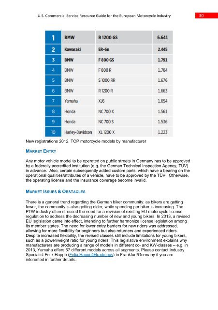 “Motorcycles: European Market Briefs 2013-2014”. - Export.gov