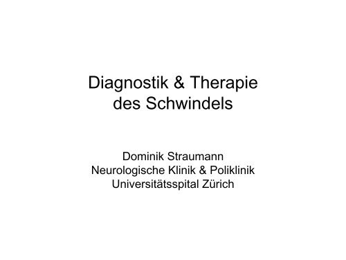 Diagnostik & Therapie des Schwindels