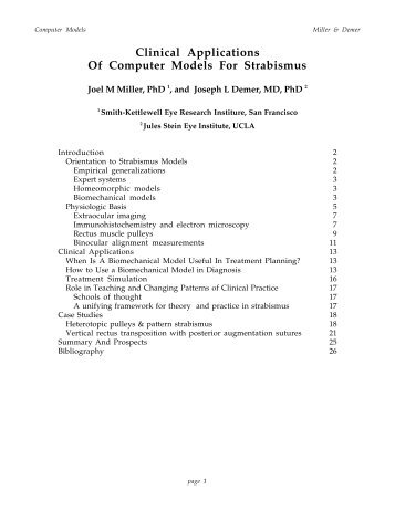 Clinical Applications Of Computer Models For Strabismus - Eidactics