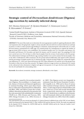 Strategic control of Dicrocoelium dendriticum (Digenea) egg ...