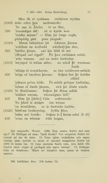 Die ältere Genesis. [The text of the Junius Manuscript of Caedmon's ...