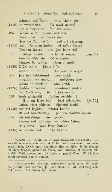 Die ältere Genesis. [The text of the Junius Manuscript of Caedmon's ...