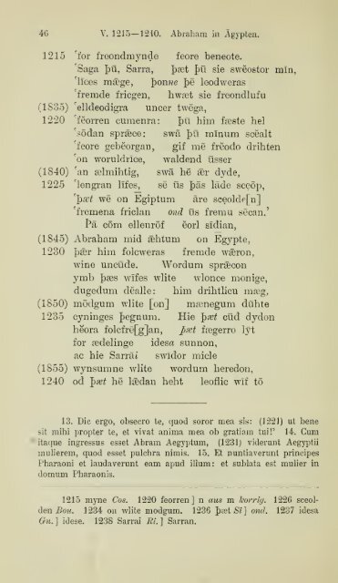 Die ältere Genesis. [The text of the Junius Manuscript of Caedmon's ...