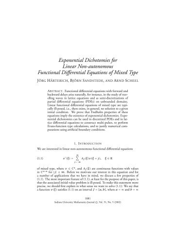 Exponential Dichotomies for Linear Non-autonomous - School of ...
