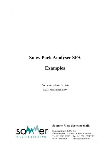 Snow Pack Analyser SPA Examples