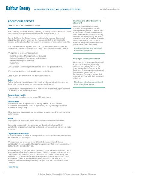Balfour Beatty - Corporate Responsibility Summary Report 2007