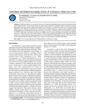 Antioxidant and Radical Scavenging Activity of Actiniopteris ... - Ajes.in