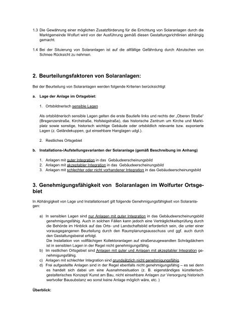 Gestaltungsrichtlinien für Solaranlagen - Marktgemeinde Wolfurt