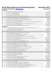 South West Hashing and Orienteering Diary November 2013