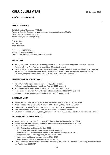 CURRICULUM VITAE - TU Delft