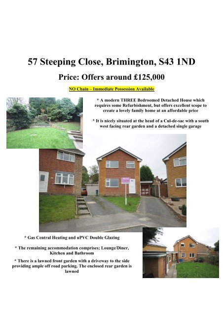 57 Steeping Close, Brimington, S43 1ND Price: Offers ... - Vebra