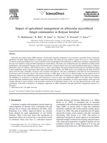 Impact of agricultural management on arbuscular mycorrhizal fungal ...