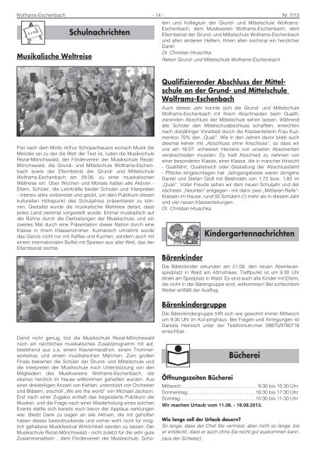 Amtsblatt August 2013 - Stadt Wolframs-Eschenbach