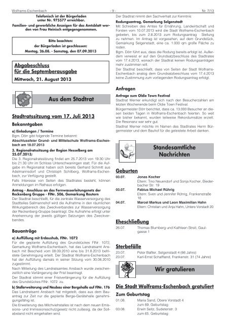 Amtsblatt August 2013 - Stadt Wolframs-Eschenbach