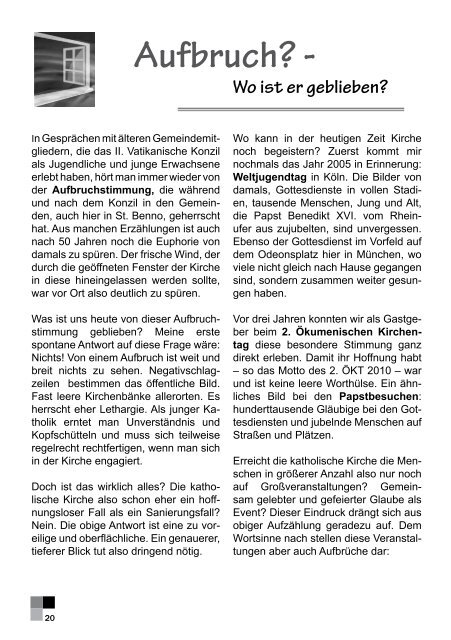 Aktuelle Pfarrbrief Nr. 148 01/13 - von April 2013 ... - Pfarrei St. Benno