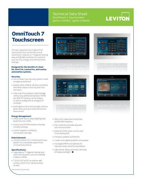 OmniTouch 7 Touchscreen - Home Automation, Inc.