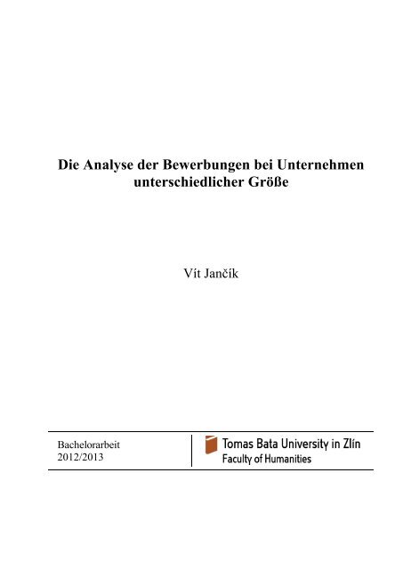 Die Analyse der Bewerbungen bei Unternehmen ... - DSpace UTB