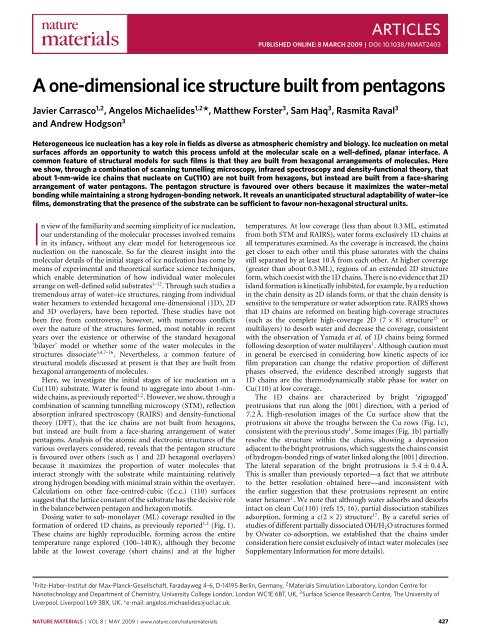 A one-dimensional ice structure built from pentagons - Theory ...